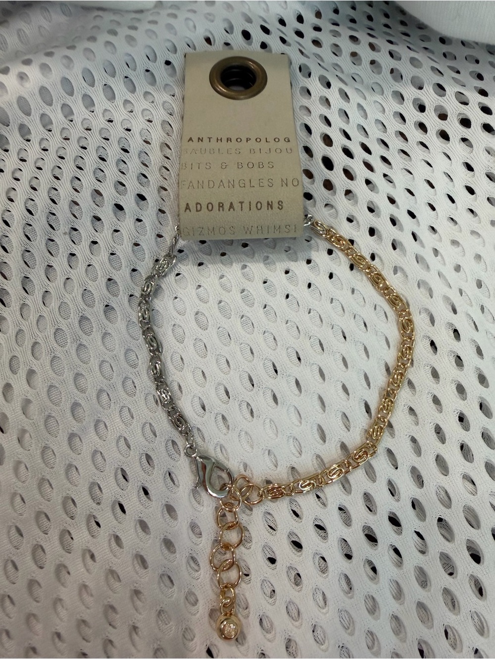 Anthropologie Two-Tone Gold & Silver Link Bracelet Steel NEW - Picture 4 of 5